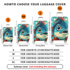 1-Piece Fish Polka Dots Cute Blue Red  Suitcase Luggage Cover, Stretch Protective Sleeve