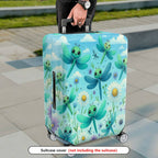 1-Piece Dragonfly Flowers Sky Nature Travel  Suitcase Luggage Cover, Stretch Protective Sleeve