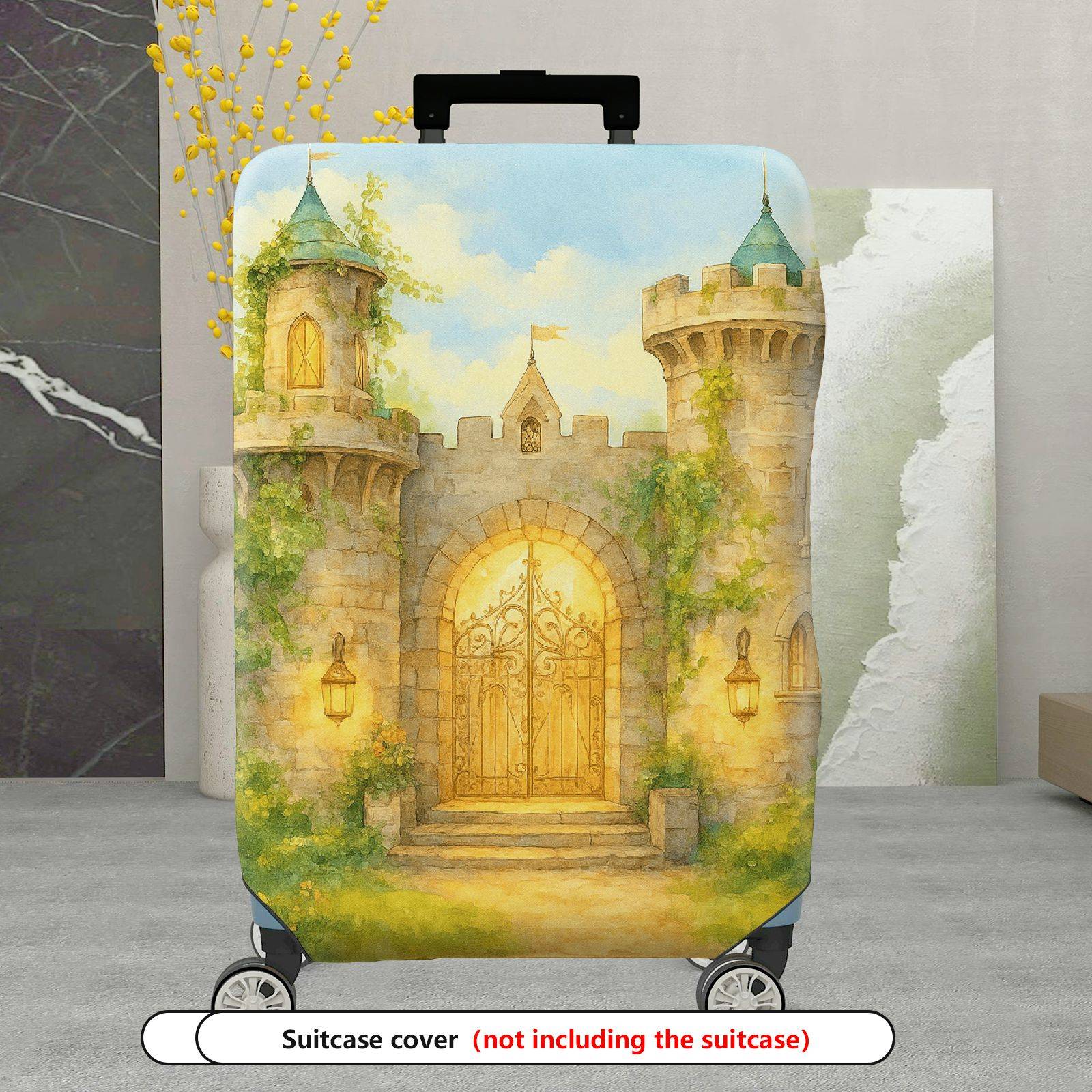 1-Piece Castle Vintage Artistic Fantasy Fairytale Scenic  Suitcase Luggage Cover, Stretch Protective Sleeve