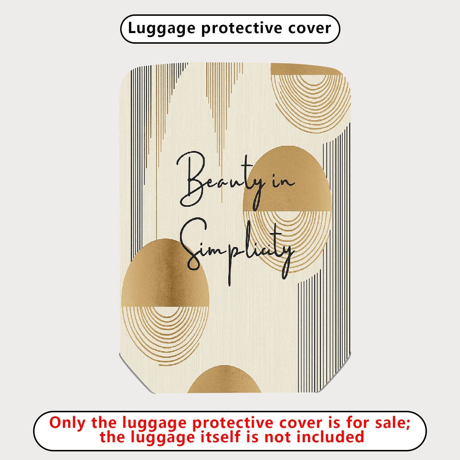 1-Piece Abstract Geometric Minimalist Beige Artistic Modern  Suitcase Luggage Cover, Stretch Protective Sleeve