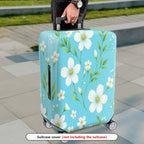 1-Piece Floral Leaf Blue White Travel  Suitcase Luggage Cover, Stretch Protective Sleeve