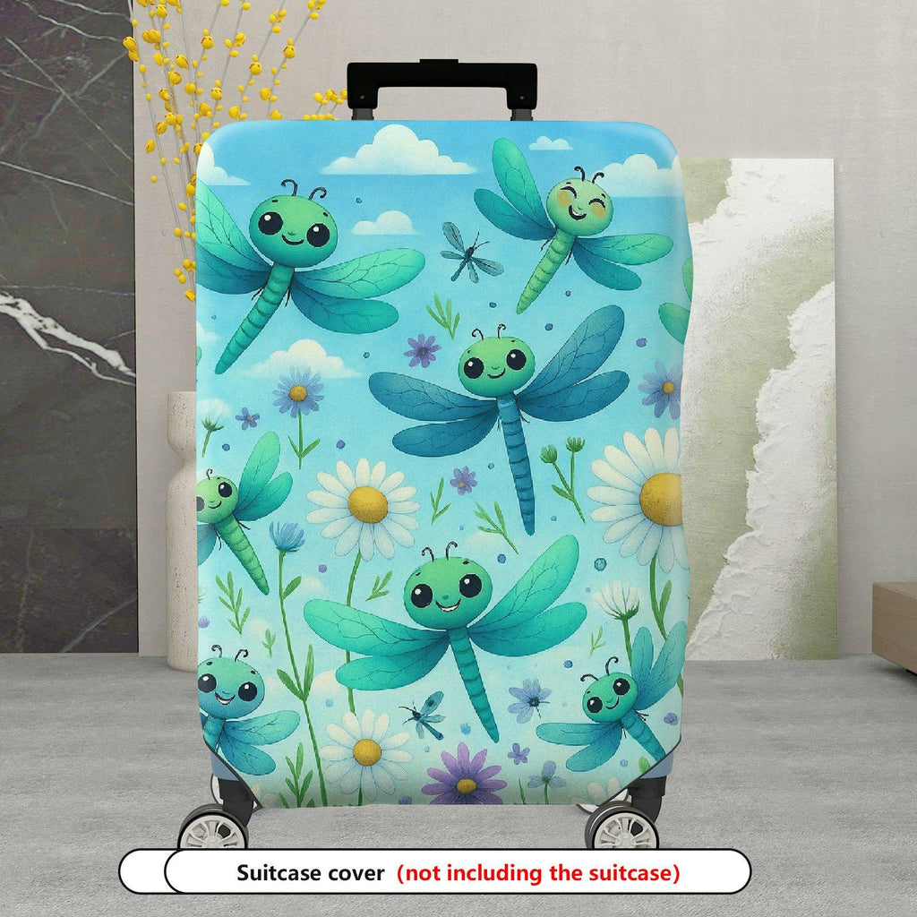 1-Piece Dragonfly Flowers Sky Nature Travel  Suitcase Luggage Cover, Stretch Protective Sleeve