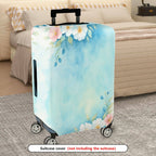1-Piece Watercolor Floral Blue Pastel Artistic Luggage  Suitcase Luggage Cover, Stretch Protective Sleeve