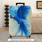 1-Piece Blue Parrot Art Design Colorful Stylish Elegant Vibrant  Suitcase Luggage Cover, Stretch Protective Sleeve