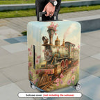 1-Piece Vintage Floral Steam Train Art Travel  Suitcase Luggage Cover, Stretch Protective Sleeve