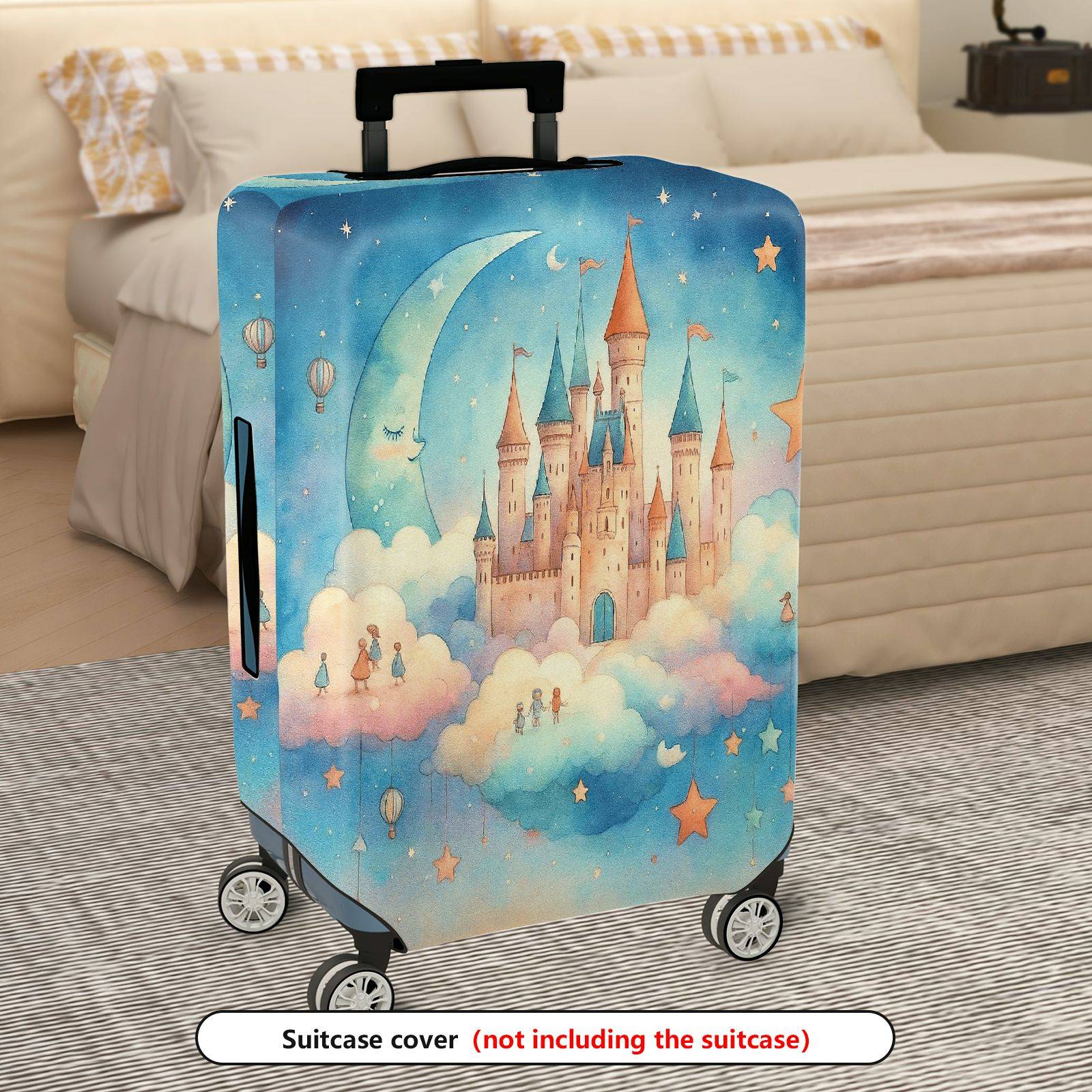 1-Piece Castle Moon Sky Star Cloud  Suitcase Luggage Cover, Stretch Protective Sleeve