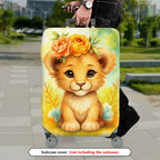 1-Piece Cute Puppy Floral  Colorful Artistic  Suitcase Luggage Cover, Stretch Protective Sleeve