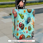 1-Piece Colorful Fun Bugs Ladybug Flowers Butterfly  Suitcase Luggage Cover, Stretch Protective Sleeve