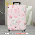 1-Piece Pink Ladybug Heart Butterfly Flower Bow  Suitcase Luggage Cover, Stretch Protective Sleeve