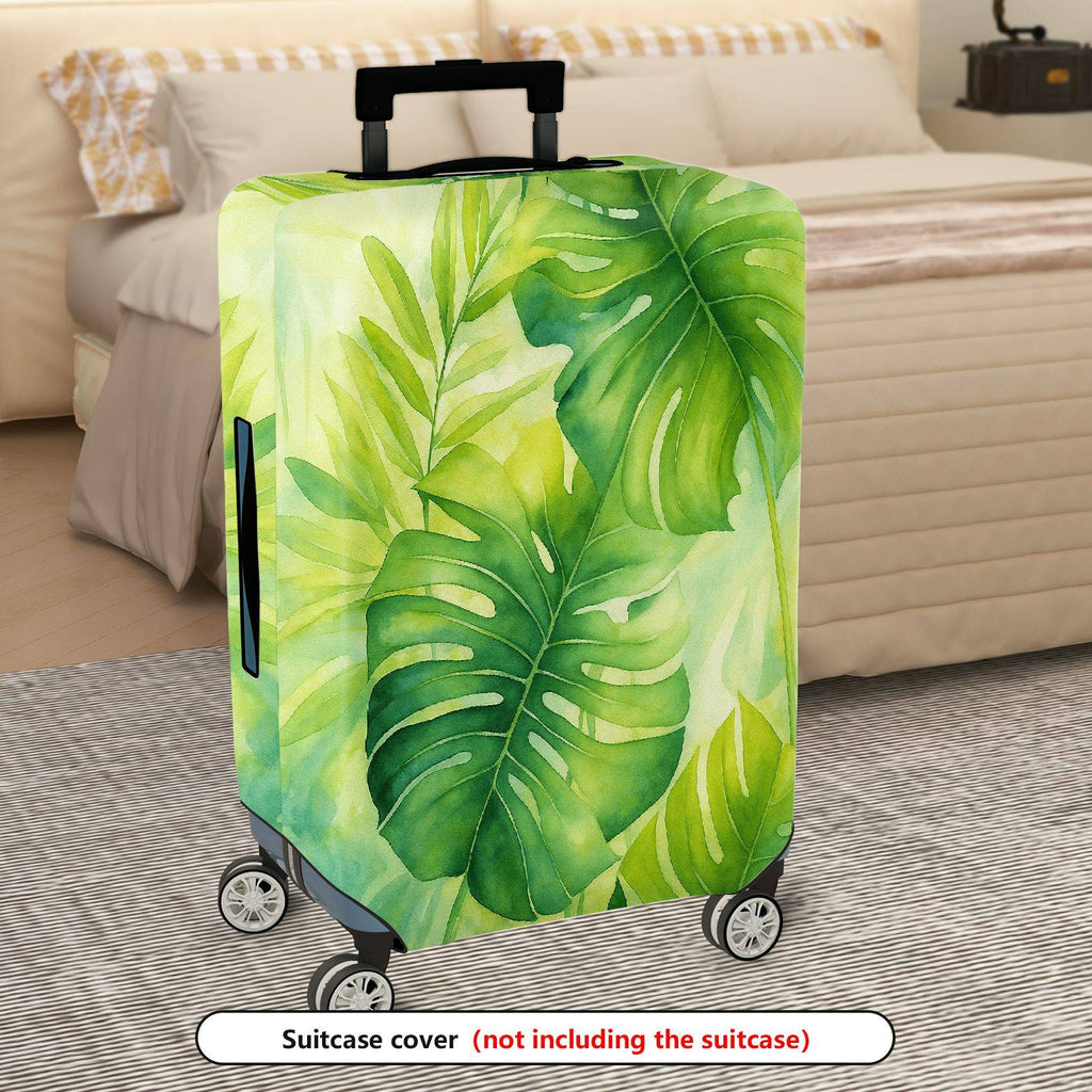 1-Piece Green Leaves Tropical Botanical Plant Nature Art  Suitcase Luggage Cover, Stretch Protective Sleeve