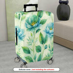 1-Piece Blue Floral Greenery Artistic Pastoral Nature Pattern  Suitcase Luggage Cover, Stretch Protective Sleeve