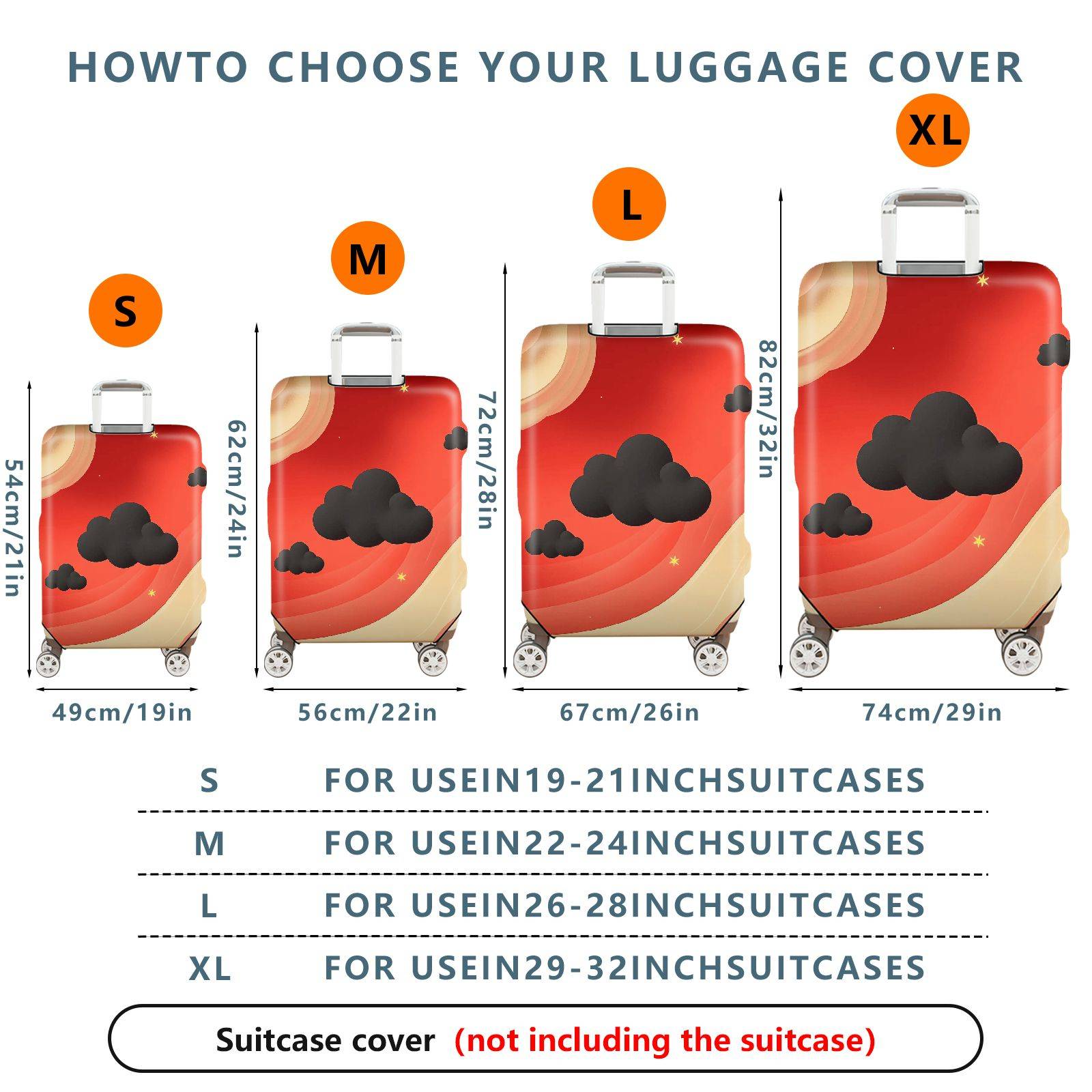 1-Piece Abstract Cosmic Starry Cloud Vibrant  Suitcase Luggage Cover, Stretch Protective Sleeve