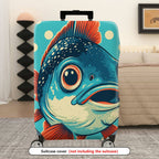 1-Piece Fish Polka Dots Cute Blue Red  Suitcase Luggage Cover, Stretch Protective Sleeve