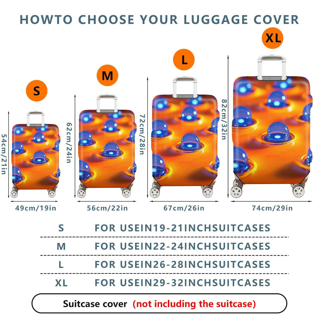1-Piece Abstract Bubble Orange Blue Modern Artistic Colorful  Suitcase Luggage Cover, Stretch Protective Sleeve