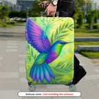 1-Piece Colorful Hummingbird Leaf Green Nature Artistic  Suitcase Luggage Cover, Stretch Protective Sleeve