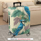 1-Piece Blue Bird Leaves Nature Vintage Art  Suitcase Luggage Cover, Stretch Protective Sleeve