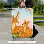 1-Piece Deer Tree Flowers Grass Family  Suitcase Luggage Cover, Stretch Protective Sleeve