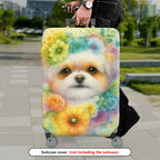 1-Piece Colorful Floral Artistic Vibrant Blooming Elegant  Suitcase Luggage Cover, Stretch Protective Sleeve