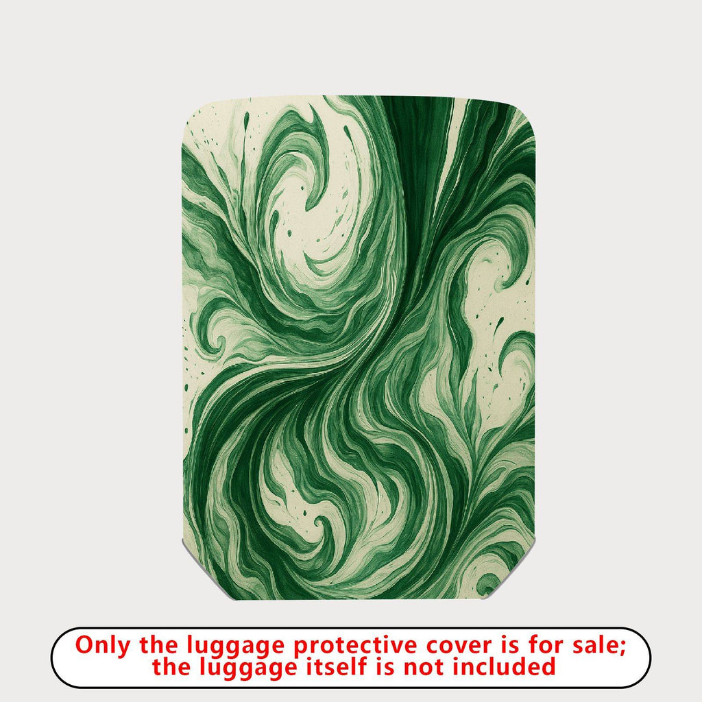 1-Piece Swirling Green Artistic Abstract Pattern Unique Stylish  Suitcase Luggage Cover, Stretch Protective Sleeve