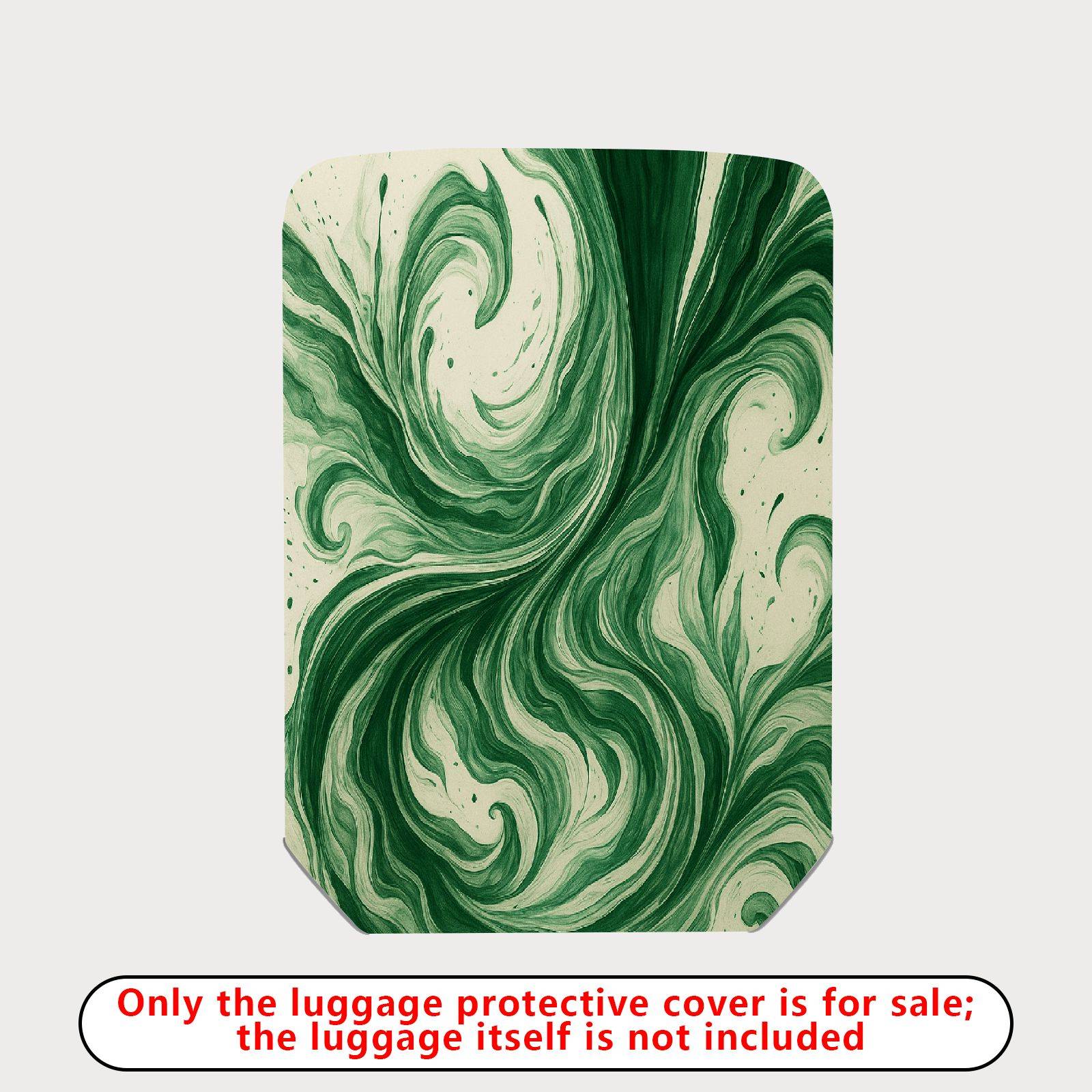 1-Piece Swirling Green Artistic Abstract Pattern Unique Stylish  Suitcase Luggage Cover, Stretch Protective Sleeve