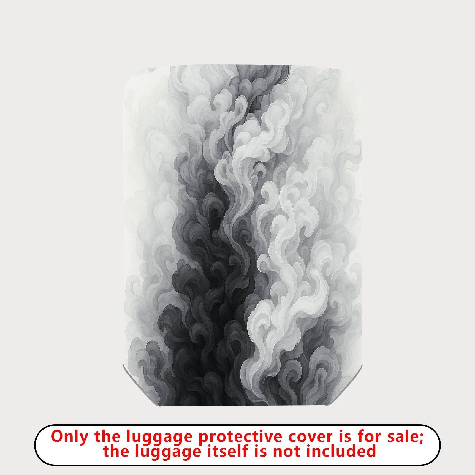 1-Piece Abstract Black White Smoke Cloud Swirl Artistic  Suitcase Luggage Cover, Stretch Protective Sleeve