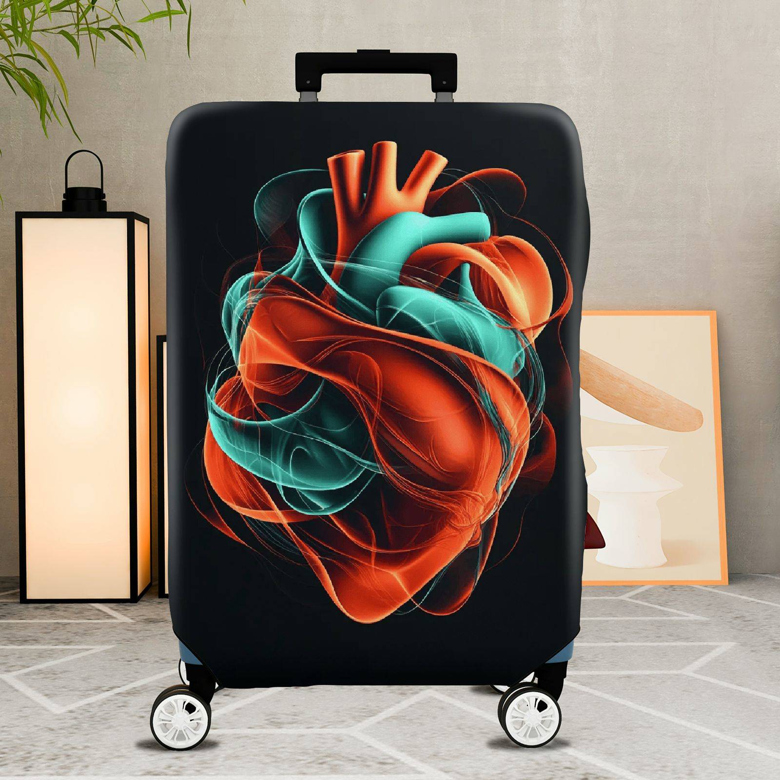 1-Piece Abstract Heart Artistic Colorful Vibrant Unique  Suitcase Luggage Cover, Stretch Protective Sleeve