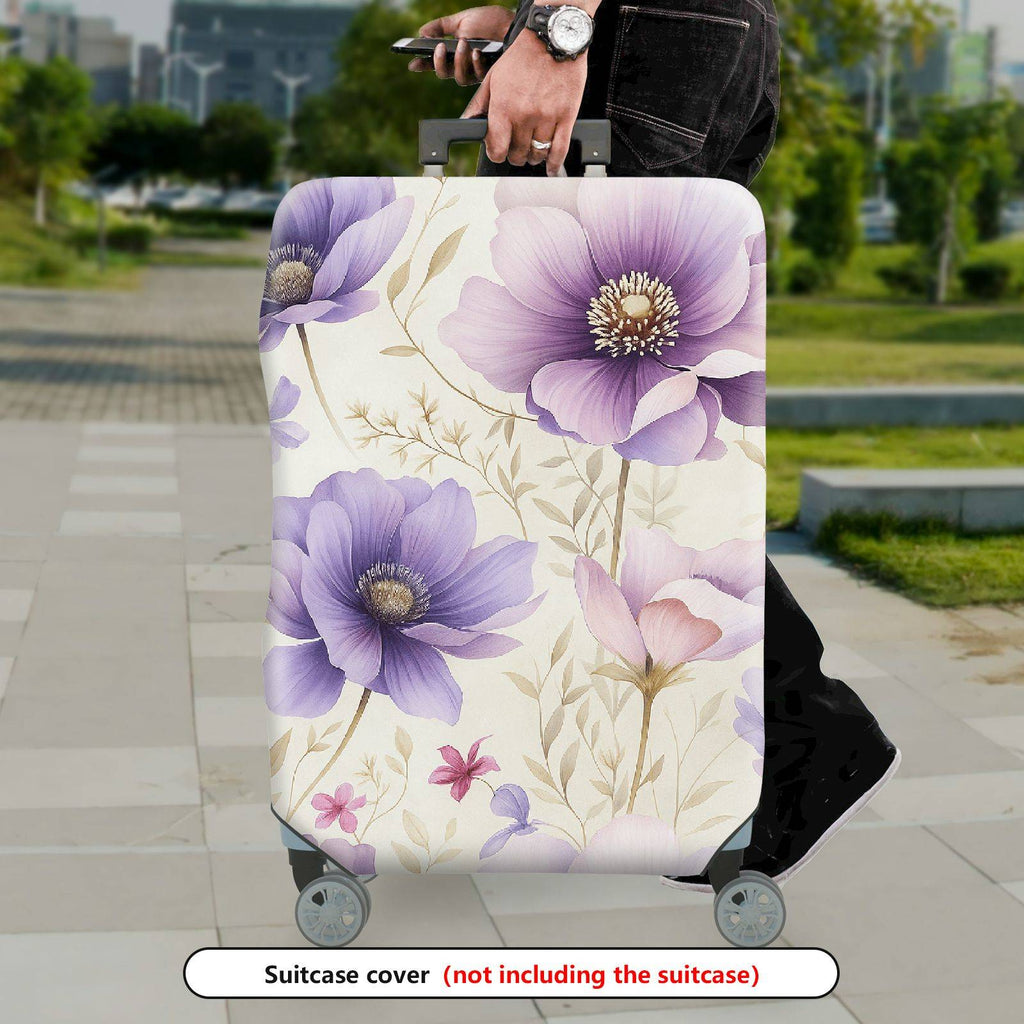 1-Piece Purple Floral Pattern  Stretch Luggage  Suitcase Luggage Cover, Stretch Protective Sleeve