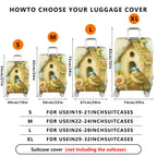 1-Piece Birdhouse Floral Vintage Artistic Nature Travel  Suitcase Luggage Cover, Stretch Protective Sleeve
