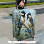 1-Piece Bird Berry Blue Nature Art  Suitcase Luggage Cover, Stretch Protective Sleeve
