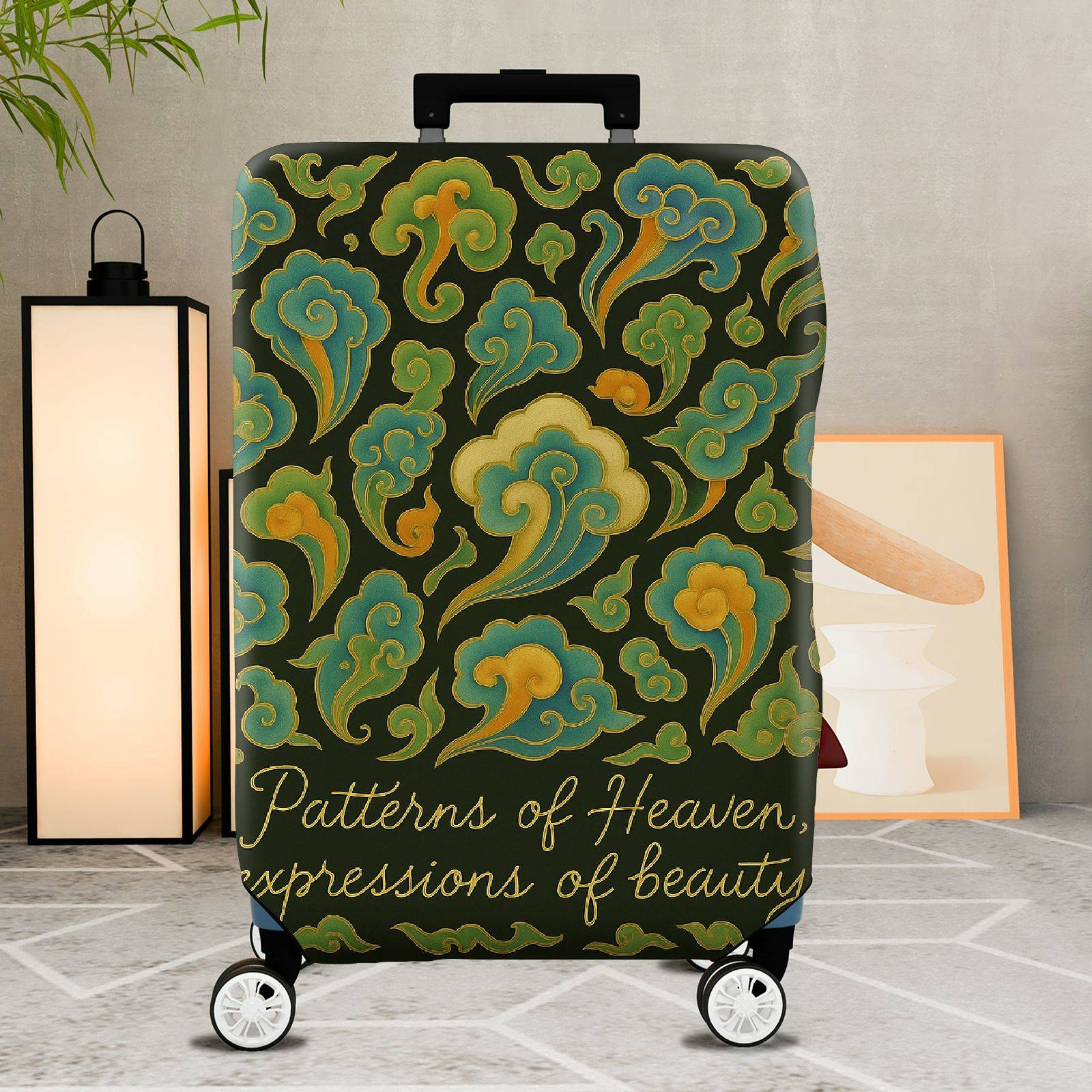 1-Piece Abstract Floral Cloud Retro Ethnic Artistic  Suitcase Luggage Cover, Stretch Protective Sleeve