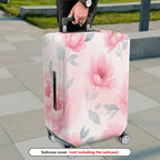 1-Piece Pink Flower Leaf Blossom Pastel Romantic  Suitcase Luggage Cover, Stretch Protective Sleeve