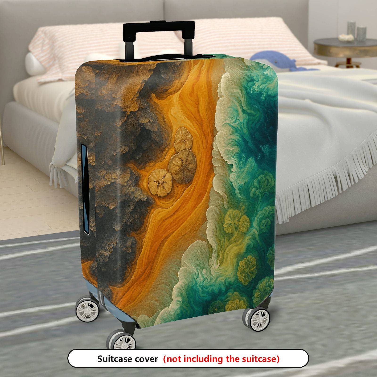 1-Piece Abstract Colorful Artistic Ocean Sand Floral Wave  Suitcase Luggage Cover, Stretch Protective Sleeve