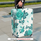 1-Piece Blue Rose Floral Artistic Elegant Stylish Chic  Suitcase Luggage Cover, Stretch Protective Sleeve