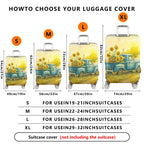 1-Piece Summer Sunflower Farm Vintage Truck Nature Art  Suitcase Luggage Cover, Stretch Protective Sleeve