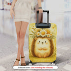 1-Piece Cute Animal Flower Hedgehog Yellow Nature Vintage  Suitcase Luggage Cover, Stretch Protective Sleeve