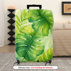1-Piece Green Leaves Tropical Botanical Plant Nature Art  Suitcase Luggage Cover, Stretch Protective Sleeve