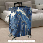 1-Piece Abstract Blue Gold Marble Pattern Art Style Unique Artistic Chic  Suitcase Luggage Cover, Stretch Protective Sleeve