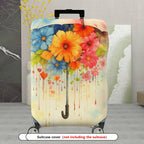 1-Piece Floral Umbrella Watercolor Art Colorful  Suitcase Luggage Cover, Stretch Protective Sleeve