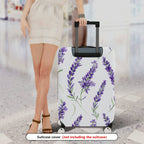 1-Piece White Lavender Floral Elegant Botanical Artistic  Suitcase Luggage Cover, Stretch Protective Sleeve