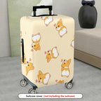 1-Piece Corgi Dog Heart Beige Travel Cute  Suitcase Luggage Cover, Stretch Protective Sleeve