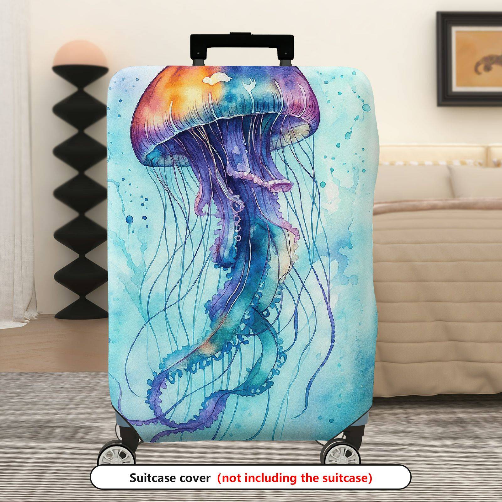 1-Piece Colorful Jellyfish Ocean Marine Sea Animal Artistic  Suitcase Luggage Cover, Stretch Protective Sleeve