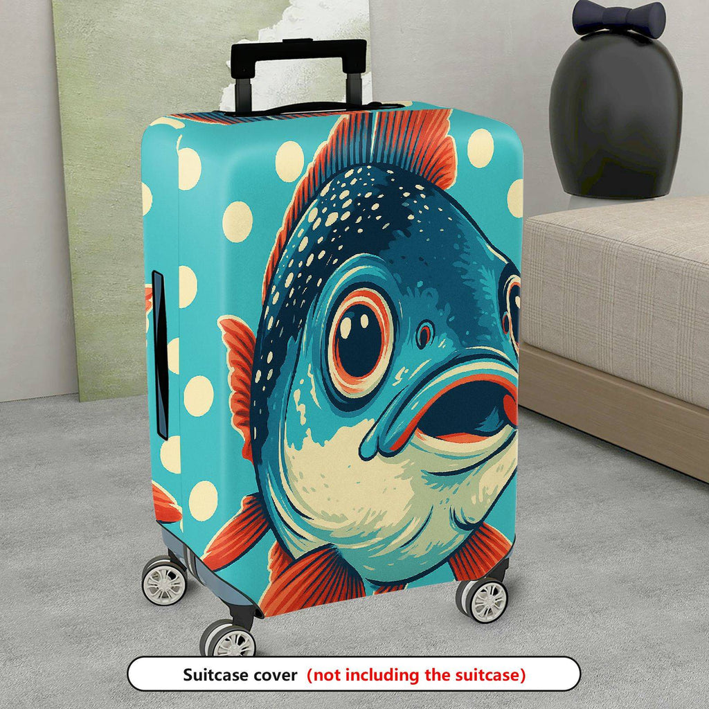 1-Piece Fish Polka Dots Cute Blue Red  Suitcase Luggage Cover, Stretch Protective Sleeve