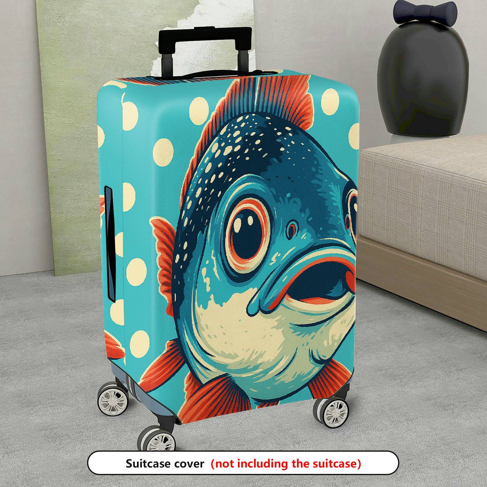 1-Piece Fish Polka Dots Cute Blue Red  Suitcase Luggage Cover, Stretch Protective Sleeve