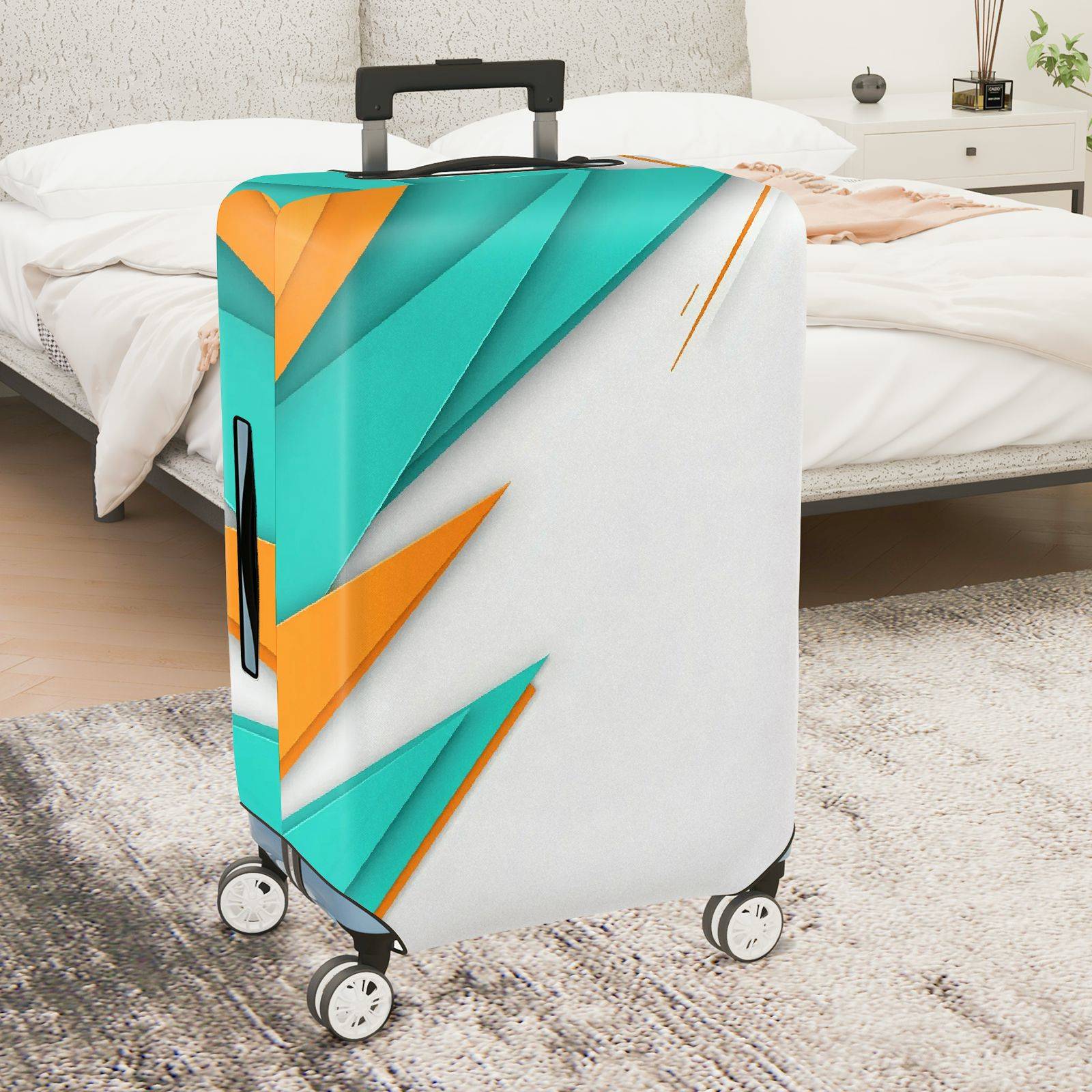 1-Piece Abstract Geometric Modern Colorful Artistic Stylish  Suitcase Luggage Cover, Stretch Protective Sleeve