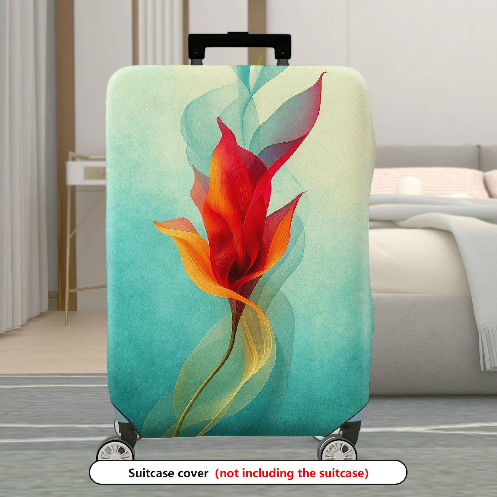 1-Piece Abstract Floral Artistic Colorful Elegant Vibrant  Suitcase Luggage Cover, Stretch Protective Sleeve