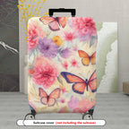 1-Piece Floral Butterfly Pink Abstract Garden Artistic Whimsical  Suitcase Luggage Cover, Stretch Protective Sleeve