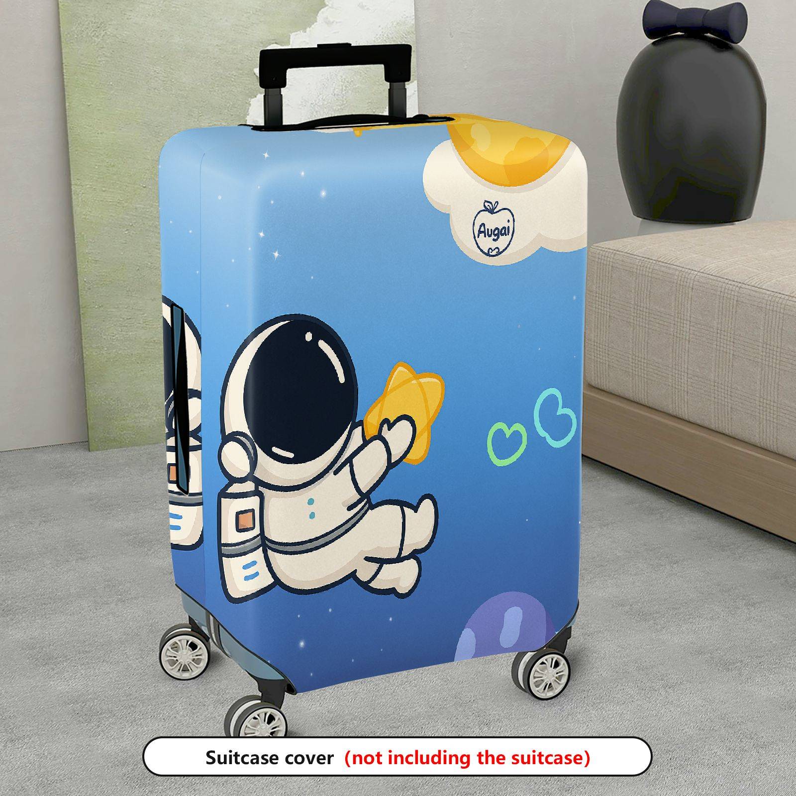 1-Piece Astronaut Space Stars Moon Sky Hearts  Suitcase Luggage Cover, Stretch Protective Sleeve