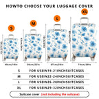 1-Piece Blue Flower Pattern Travel Luggage  Suitcase Luggage Cover, Stretch Protective Sleeve