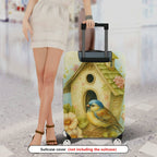 1-Piece Birdhouse Floral Vintage Artistic Nature Travel  Suitcase Luggage Cover, Stretch Protective Sleeve