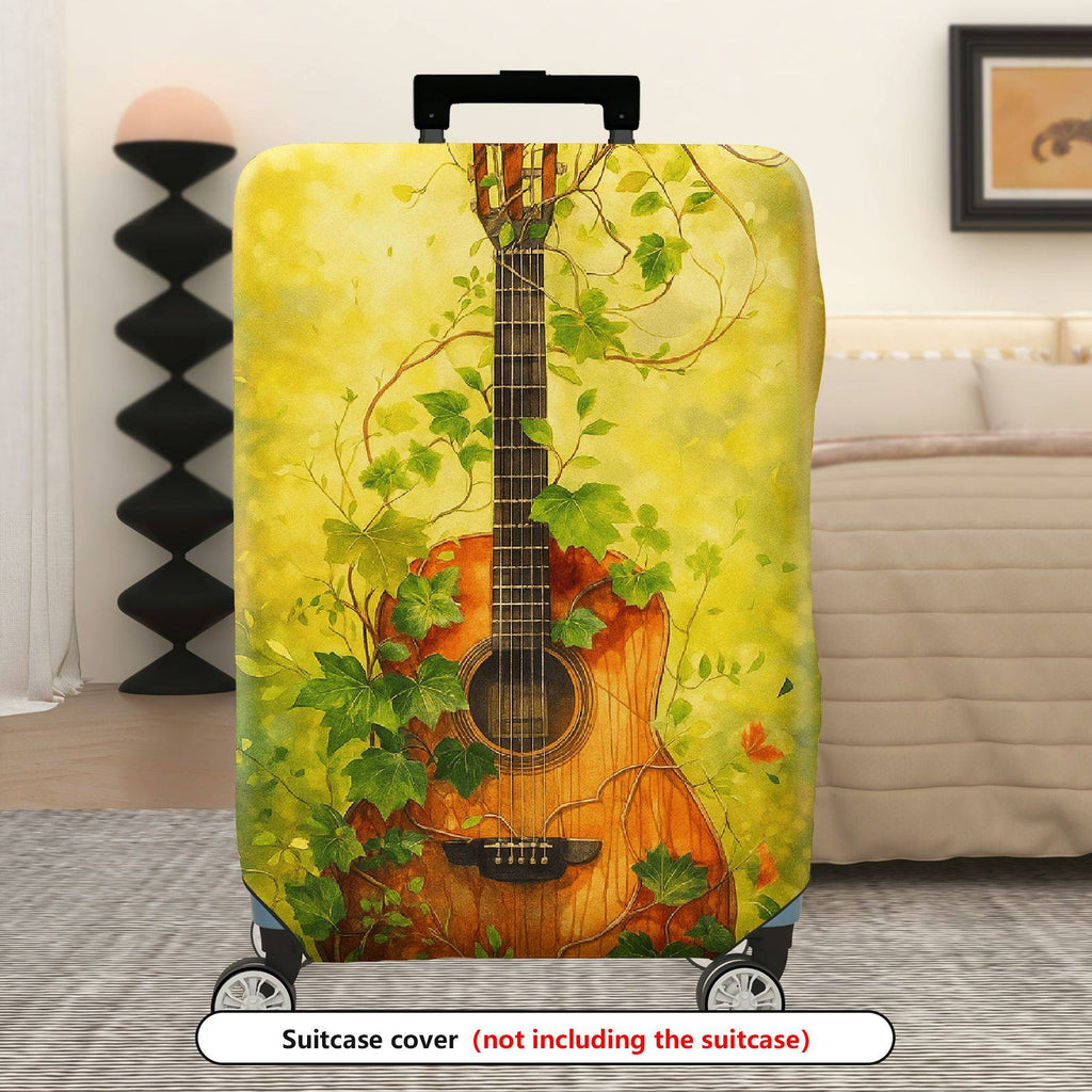 1-Piece Nature Music Guitar Leaf Vine Artistic  Suitcase Luggage Cover, Stretch Protective Sleeve